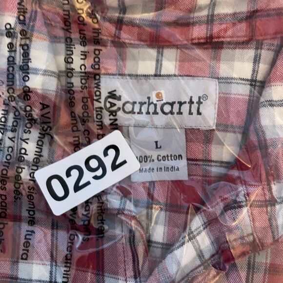 Carhartt Large Red Plaid Cotton Button-Up Shirt - Picture 11 of 11